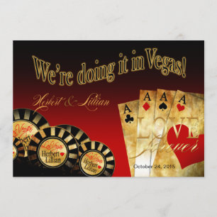 Invitation Mariage Deluxe à Las Vegas   rouge noir or