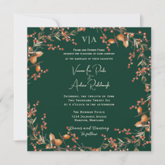 Invitation Mariage d'émeraude d'automne Acorn
