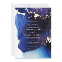 Mariage d'encre d'alcool bleu et or Marine