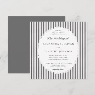 Invitation Mariage dentelle à festons rayée à carreaux de fer