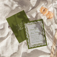 Mariage dentelle vert olive argent ancien napperon