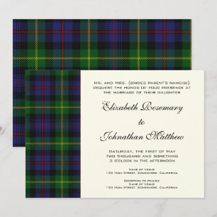 Invitation Mariage d'époque, Motif Tartan Farquharson