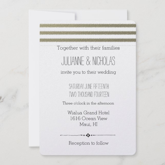 Invitation Mariage des bandes d'huile d'or (Devant)