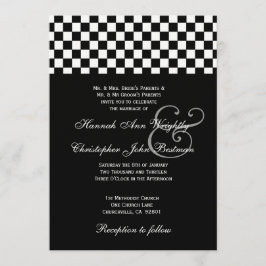 Invitation Mariage des chèques en noir et blanc Métallic 32