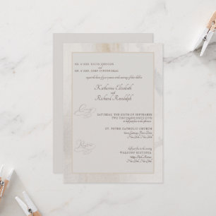 Invitation Mariage des deux parents beige formel artistique