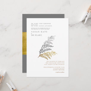 Invitation Mariage des deux parents élégant hiver Or & Argent