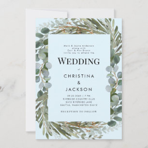 Invitation Mariage des deux parents Eucalyptus Bleu Glace