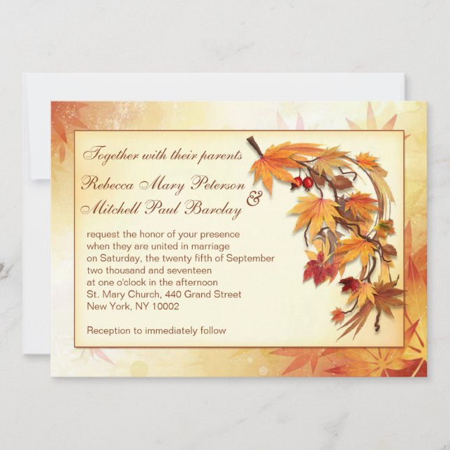 Invitation Mariage des feuilles d'Autum (Devant)