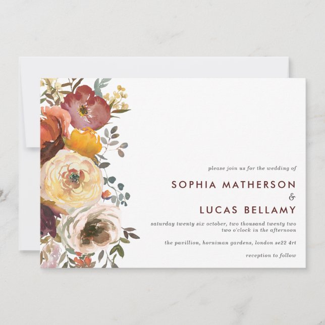 Invitation Mariage des fleurs automnales modernes (Devant)