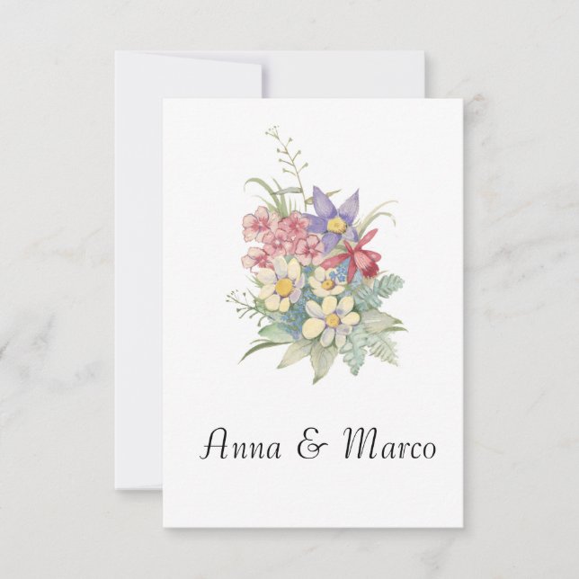 Invitation Mariage des fleurs d'aquarelle invitation, Modèle  (Devant)