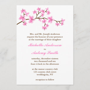 Invitation Mariage des fleurs de cerisiers roses