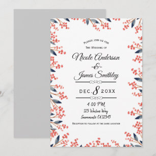 Invitation Mariage des fruits d'hiver de la Fête rouge Waterc
