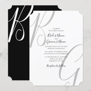 Invitation Mariage des initiales du monogramme noir et blanc