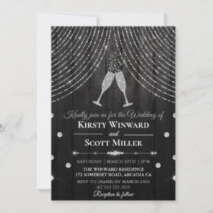 Invitation Mariage des lunettes de rideau en diamant noir en 
