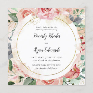 Invitation Mariage des Roses de couleur rouge