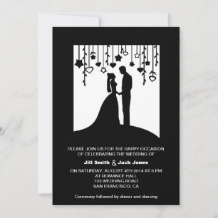 Invitation mariage des silhouettes de mariée et de mariée noi