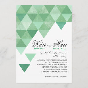 Invitation Mariage des triangles géométriques vert menthe