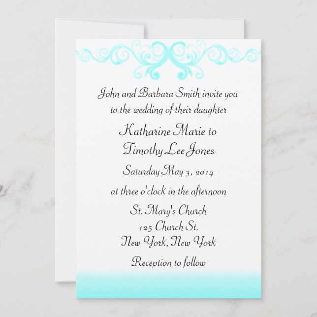 Invitation Mariage des vagues élégantes (Devant)