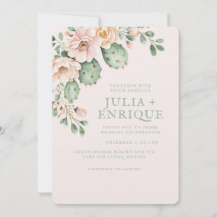 Invitation Mariage Désert Rose et Cactus