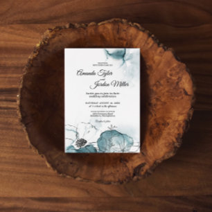 Invitation Mariage d'esquisse d'aquarelle turquoise