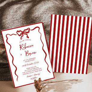 Invitation Mariage d'esquisse de ruban à ruban à main rouge
