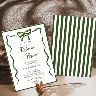 Invitation Mariage d'esquisse de ruban à ruban à main verte