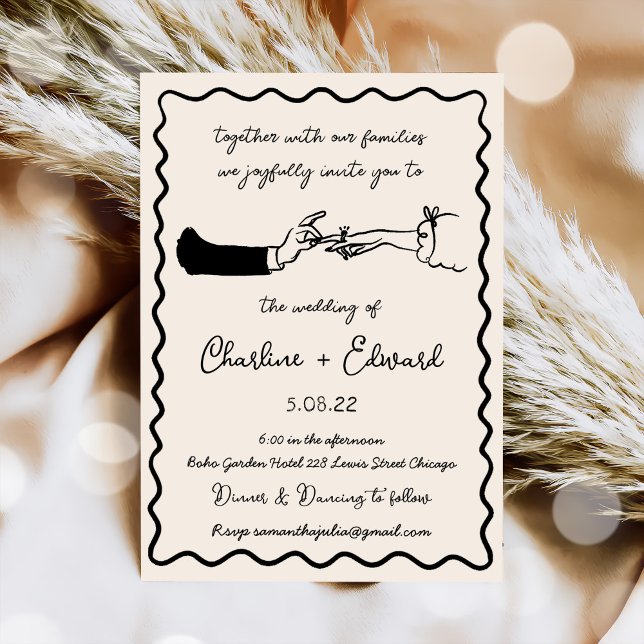 Invitation Mariage Dessin à la Main Funky Écriture (Créateur téléchargé)