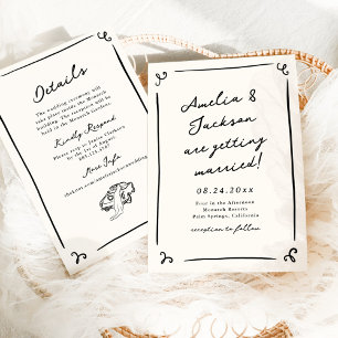 Invitation Mariage Dessiné à la Main de Fantaisie