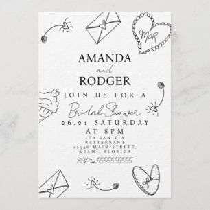 Invitation Mariage dessiné à la main Doodles Shower