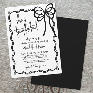 Invitation Mariage Dessiné à la Main Noir Blanc Nœud Papillon