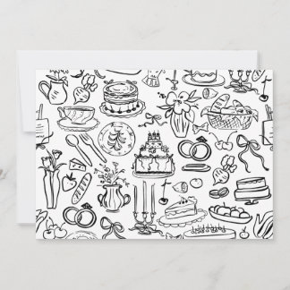 Invitation mariage dessiné à la main végan végétarien