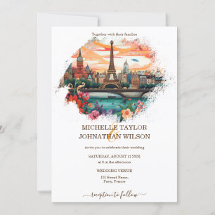 Invitation Mariage Destination moderne Paris Tour Eiffel