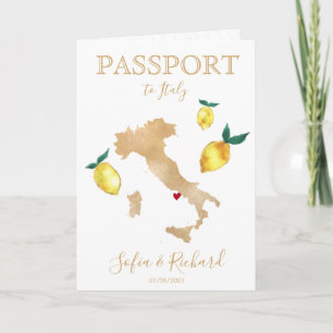 Invitation Mariage Destination Passeport Gold Capri Italie