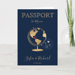 Invitation Mariage Destination Passport Gold World Map Invita