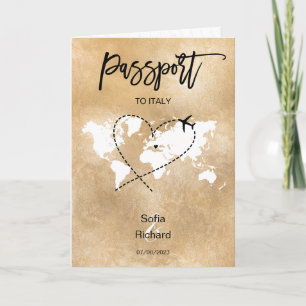 Invitation Mariage Destination Passport Gold World Map Invita