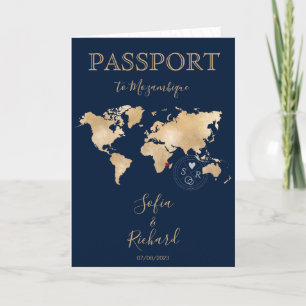 Invitation Mariage Destination Passport Gold World Map Invita