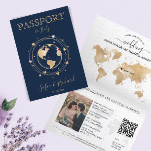 Invitation Mariage Destination Passport World Map Code QR