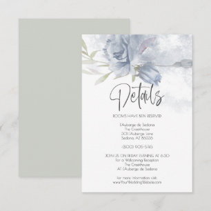 Invitation Mariage Détails Dusty Blue Watercolor Roses