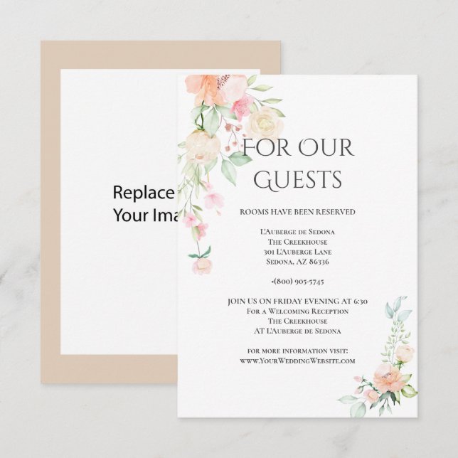 Invitation Mariage | Détails Fleurs de printemps d'aquarelle (Devant / Derrière)