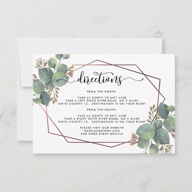 Invitation Mariage détails géométriques eucalyptus rose gold (Devant)