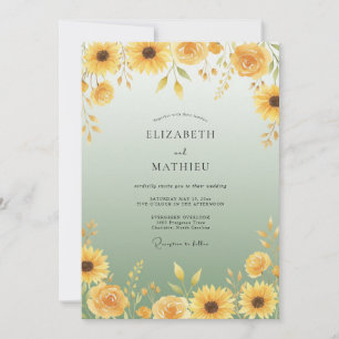 Invitation Mariage d'été au tournesol radiant jaune