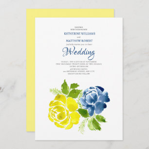 Invitation Mariage d'été bleu bleu jaune