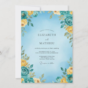 Invitation Mariage d'été bleu ciel vibrant