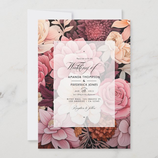 Invitation Mariage d'été Brown et flou (Devant)