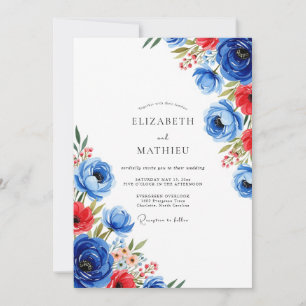 Invitation Mariage d'été charismatique bleu cobalt