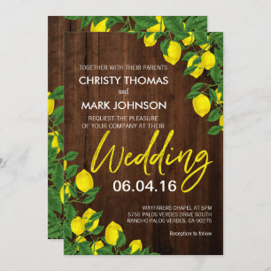 Invitation Mariage d'été citron rustique