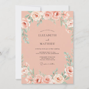 Invitation Mariage d'été corail serein