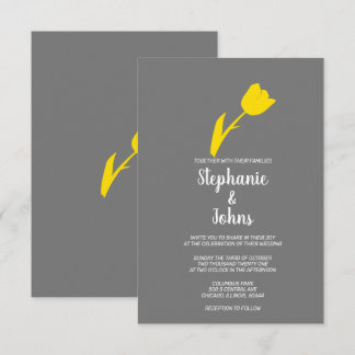 Invitation Mariage d'été de printemps gris gris jaune