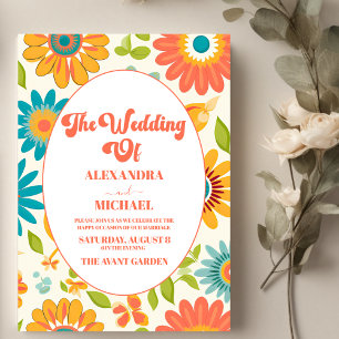Invitation Mariage d'été de typographie rétro au soleil