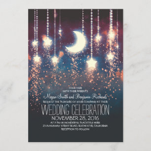 Invitation Mariage d'été d'étoiles de lune et de lumières de